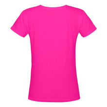 Load image into Gallery viewer, R&RH Woman Rose Womens Pink Designer T-shirt Women's Deep V-neck T-shirt (Model T19)