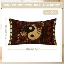 Load image into Gallery viewer, Rich and Rich Harmony Heritage Faux Linen Pillow Cases 20x12 Inch, 2-Pack | Burgundy, Ivory, Brown, and Gold Lumbar Pillow Covers