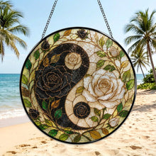 Load image into Gallery viewer, Rich and Rich Harmony Heritage Yin Yang Roses Glass Suncatcher