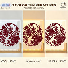 Load image into Gallery viewer, Rich and Rich Harmony Heritage Burgundy Floral Yin-Yang Acrylic Night Light
