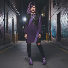 Load and play video in Gallery viewer, Rich and Rich Purple Abstract Women's Hoodie Dress