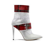 Load image into Gallery viewer, Red Rose Beauty Red and White Checker Women's High Heel Belt Boot - Rich and Rich Homeopportunities