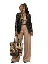 Load image into Gallery viewer, Rich and Rich Retro Jazz Vibes & Saxophone Women's PU Leather Tote Bag | Vintage Music-Inspired Fashion Handbag