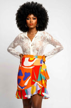 Load image into Gallery viewer, Rich and Rich Orange Abstract Designer Flounce Skirt