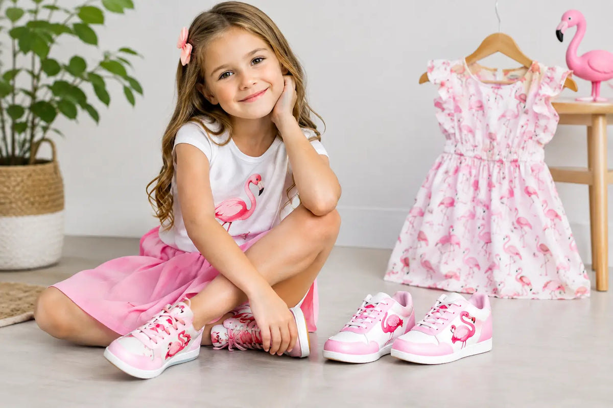 Matching Kids Outfits and Shoes, Flamingo Shoes for Girls