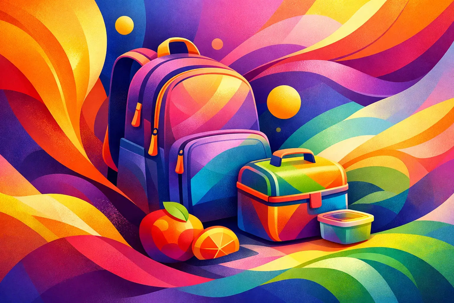 Backpack With Lunch Kit for Colorful Days