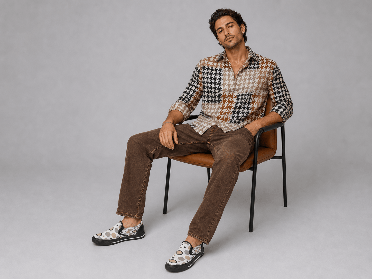 Rich and Rich Beige and White Circular Dimensions Men’s Canvas Shoe | Stylish Men’s Slip-On Canvas Shoes - Rich and Rich Homeopportunities