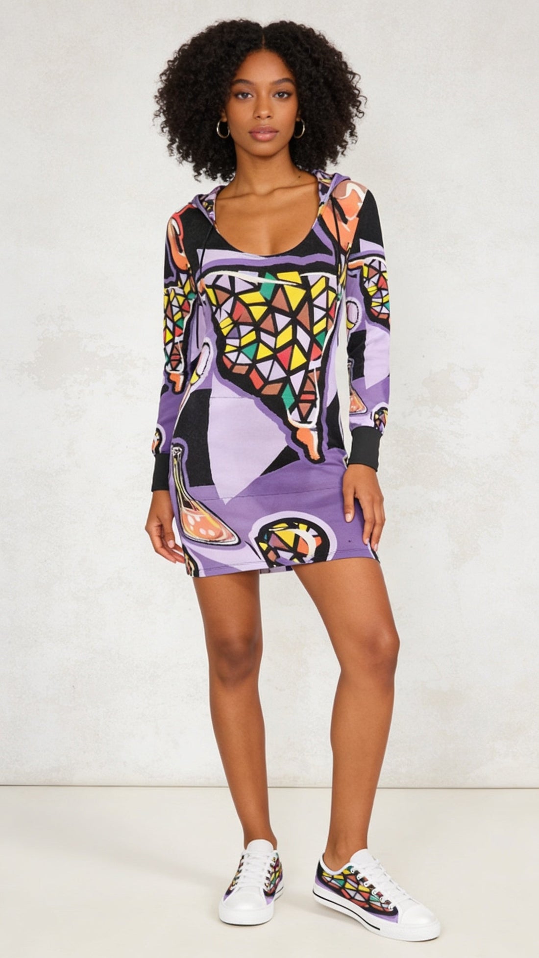 Rich and Rich Purple Abstract Women's Hoodie Dress