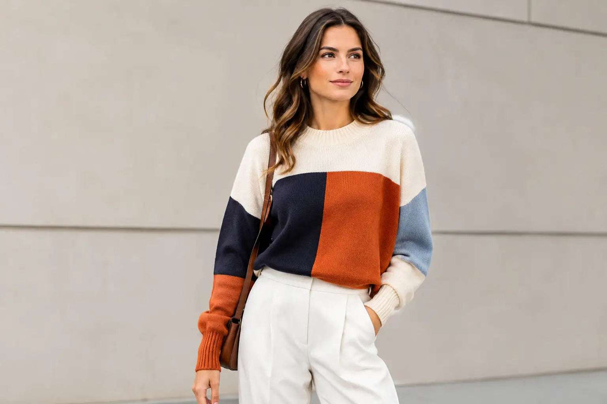 How to Style Colorblock Sweaters With Presence