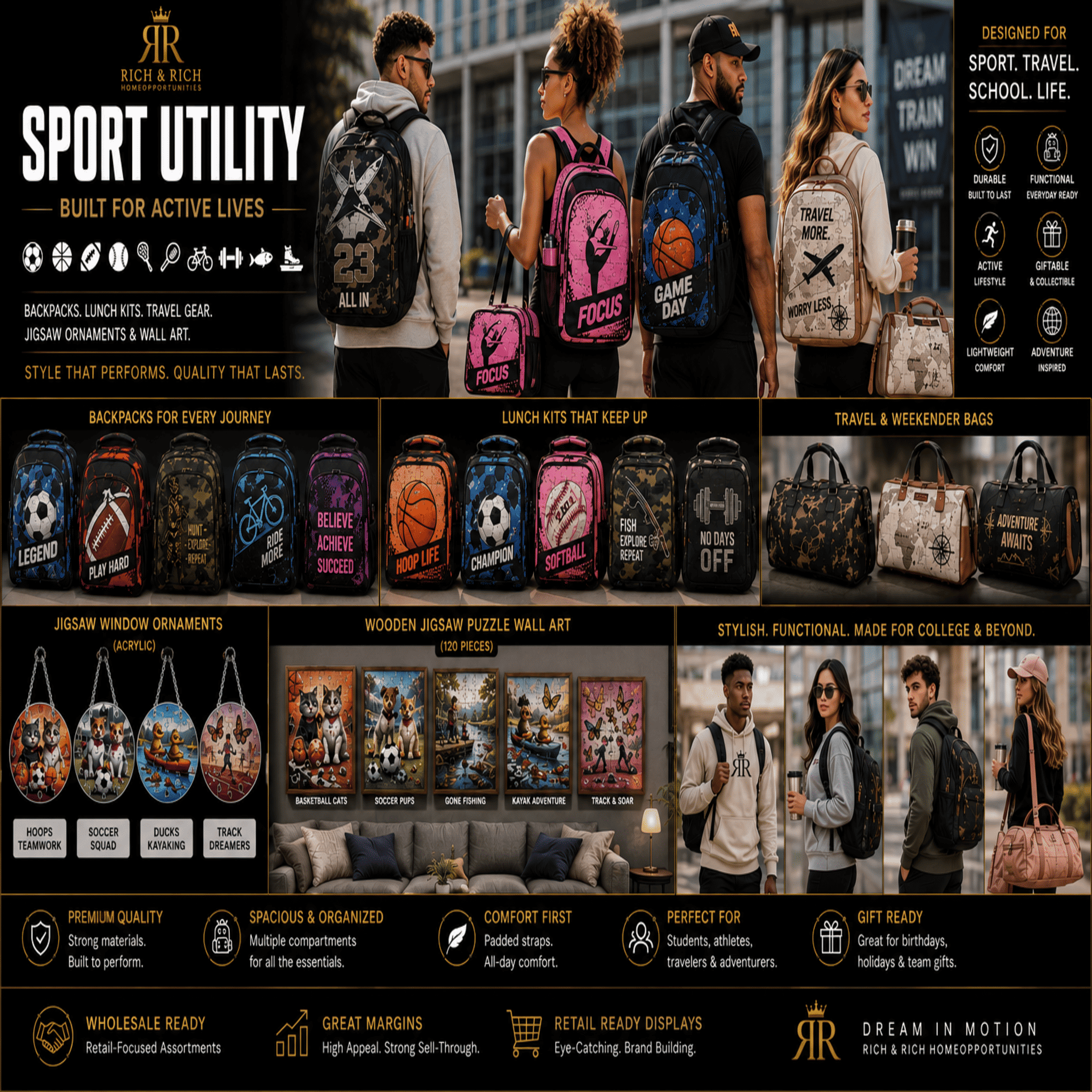 Rich and Rich Sport Utility Backpack + Lunch Kit Collection - Rich and Rich Homeopportunities