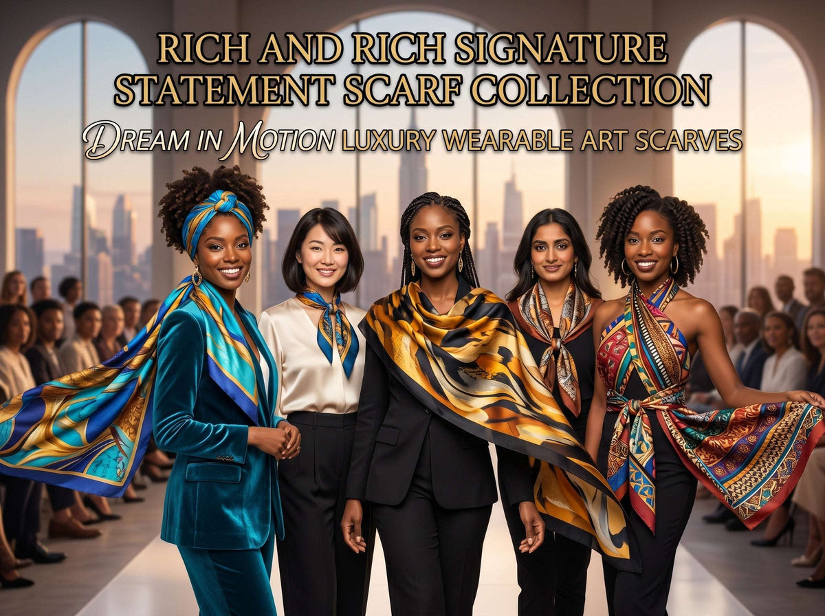 Rich and Rich Signature Statement Scarf Collection | Dream In Motion Luxury Wearable Art Scarves - Rich and Rich Homeopportunities