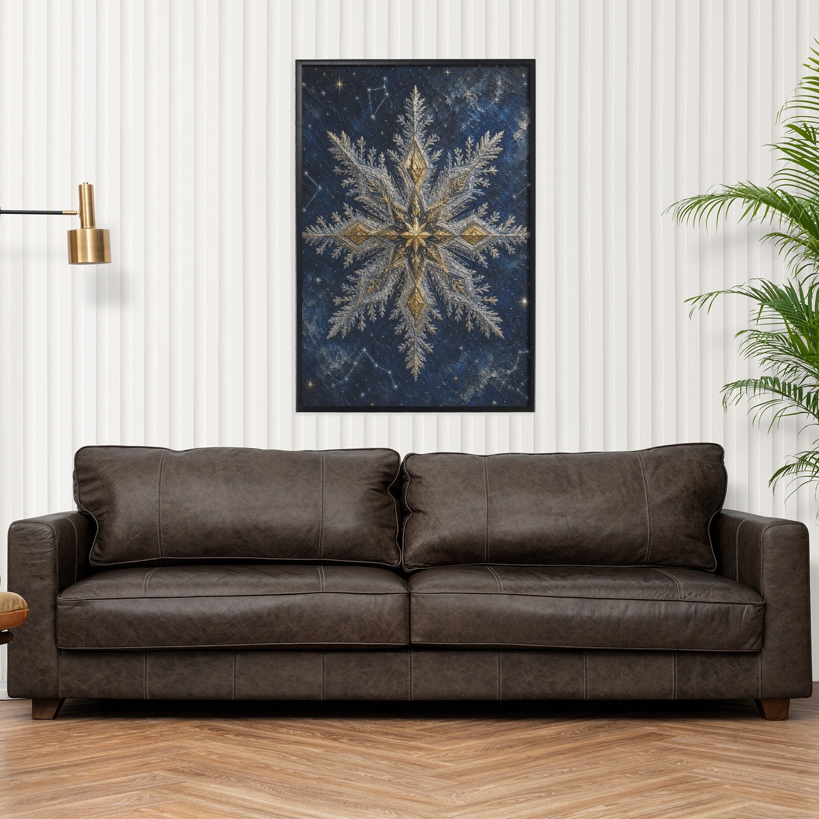 A Rich and Rich Blue Nordic Snowflake Framed Art Print Black Framed Art Print 24×36inch - Rich and Rich Homeopportunities