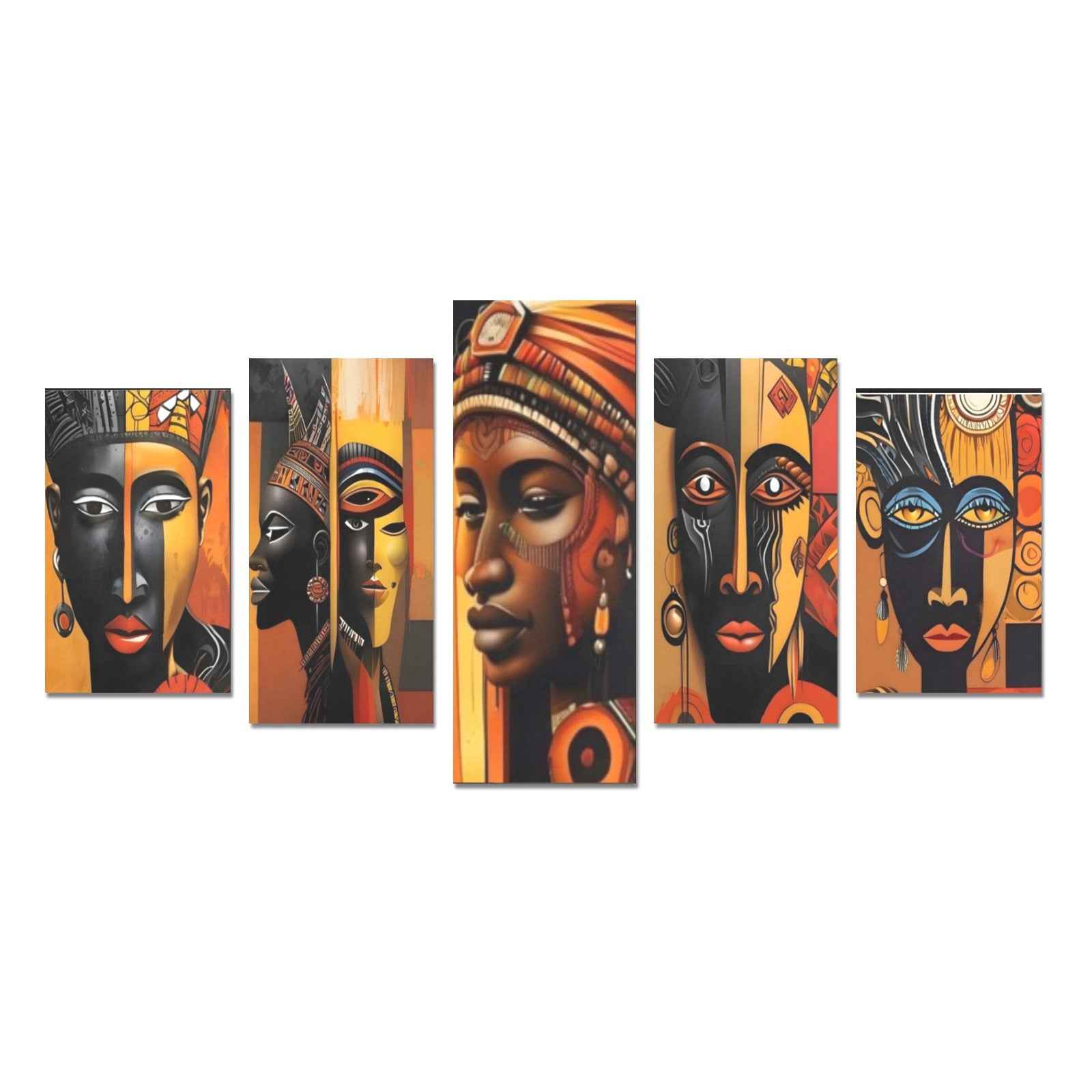 Set of tribal design canvas prints in multiple panels, unframed and rolled, various sizes — product detail