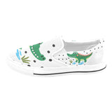 Critter Kicks Boys’ Croc Rock White Slip On Canvas Shoes