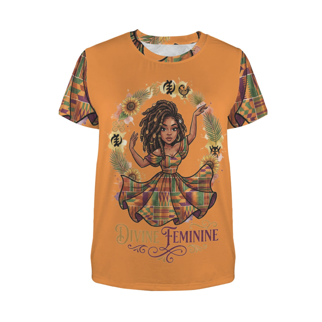 Rich and Rich Divine Feminine Women’s Orange T-Shirt | Soft Crewneck Short Sleeve Graphic Tee