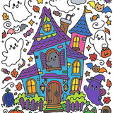 Rich and Rich Color-Me Cozy Spooky White Doodle Blanket 100 × 150 cm