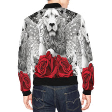 Load image into Gallery viewer, R&amp;RH Mens Caricature and Roses Black Zipper Hoodie All Over Print Bomber Jacket for Men (Model H19)
