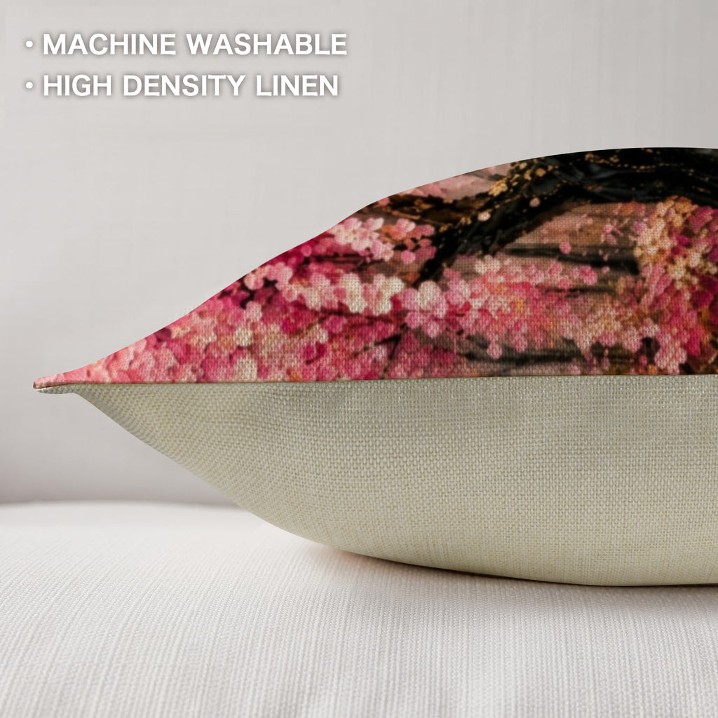 Japanese Cherry Blossom Linen Pillow 18 x 18 inch Set of 2