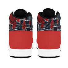 Load image into Gallery viewer, R&amp;RH Chess Game Women&#39;s High Top Black and Red Sneakers
