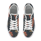 Blue floral low-top women's canvas sneaker with mesh and EVA insole and rubber outsole — product detail