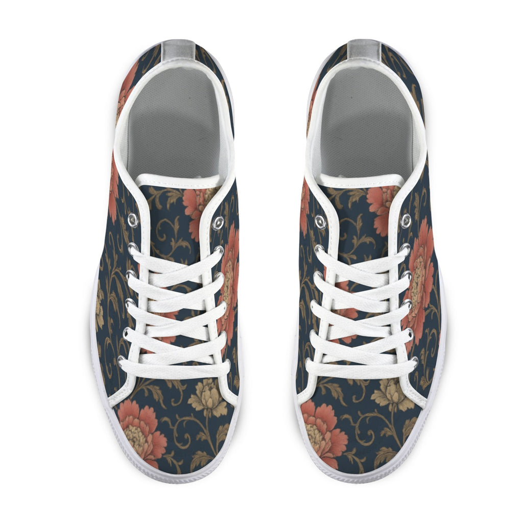 Rich and Rich Blue Floral Seattle Low Top Women's Sneakers with vibrant floral pattern