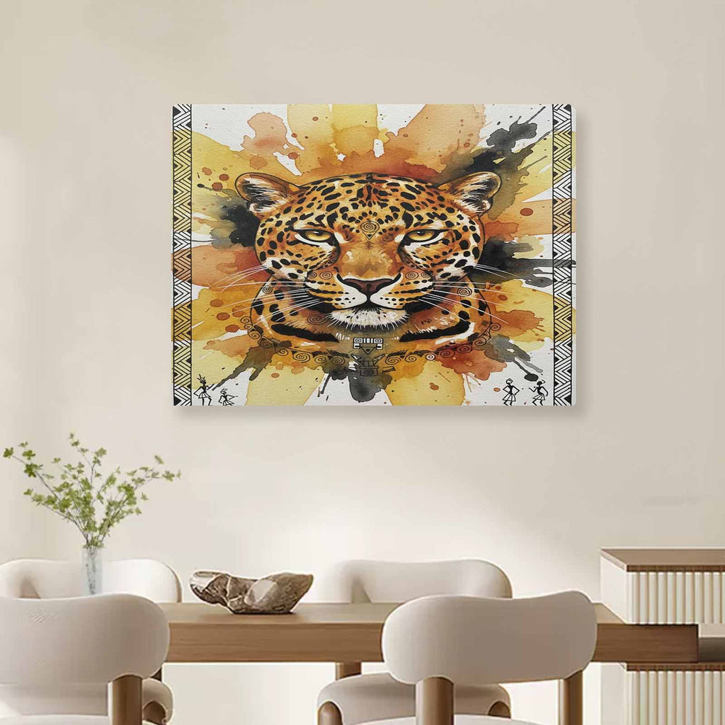 Rich and Rich Leopard 32x24 inch canvas wall art featuring vivid leopard design