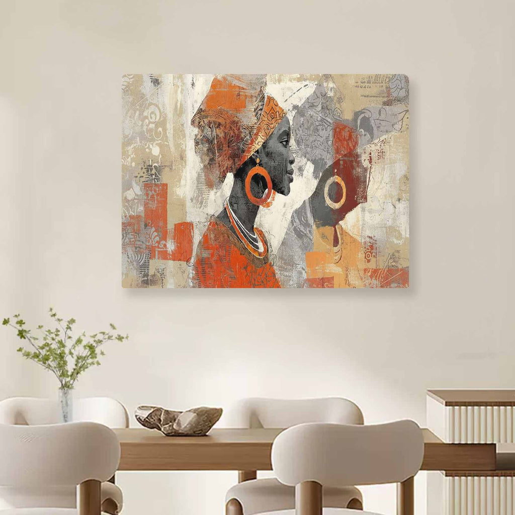 Rich and Rich Portrait of Me 32x24 vibrant canvas wall art hanging on a living room wall