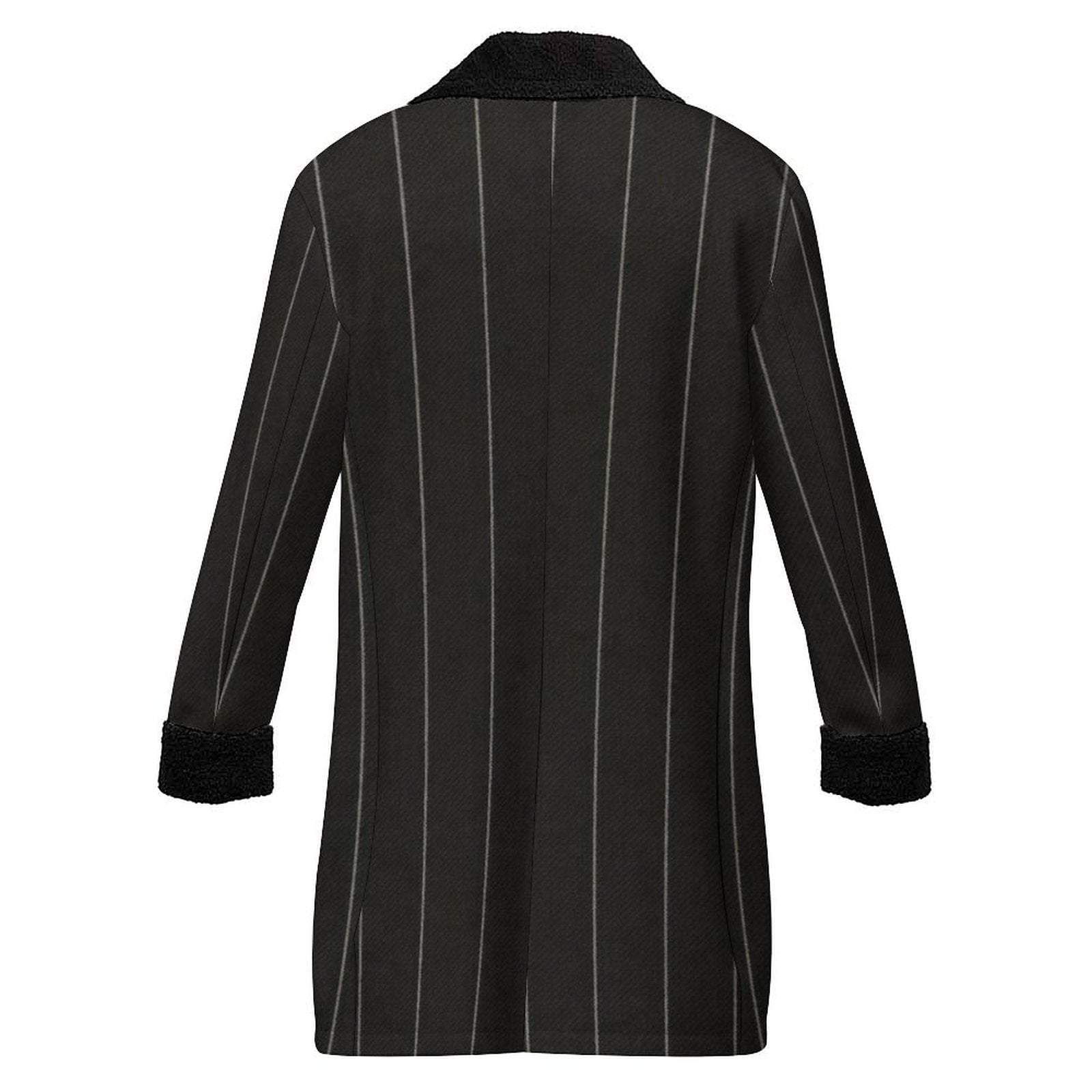 A Rich and Rich Men's Black Pinstriped Double Breasted Coat