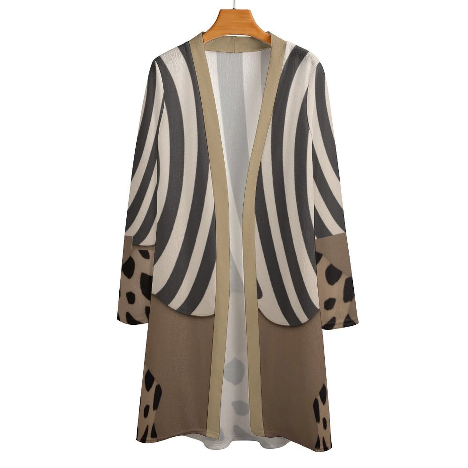 Rich and Rich Women's Brown and Beige Mid-Length Cardigan