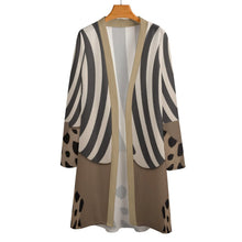 Load image into Gallery viewer, Rich and Rich Women&#39;s Brown and Beige Mid-Length Cardigan
