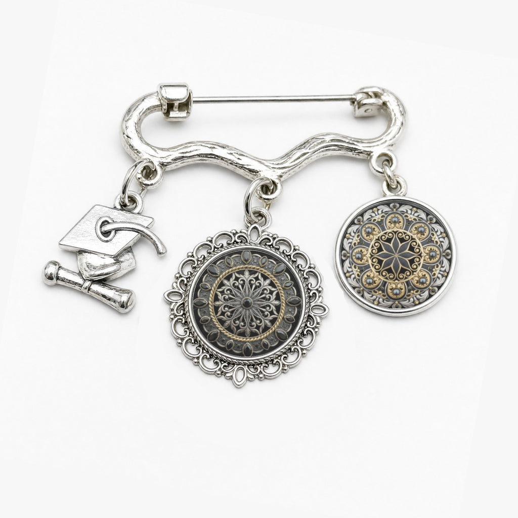 Rich and Rich Women's Black Gold Baroque Charm Brooch