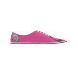Pink low-top canvas sneakers with rose print, foamed insole and raw rubber sole — additional view 6