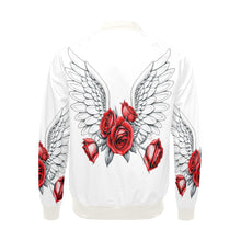 Load image into Gallery viewer, R&amp;RH Mens Wings and Roses White Full Zip Hoodie All Over Print Bomber Jacket for Men (Model H19)
