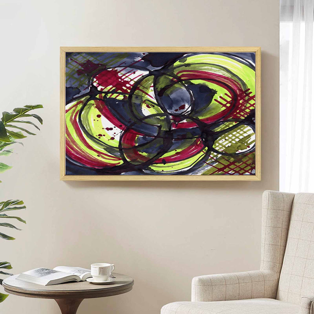 Rich and Rich Dark Matter Mixed Natural Wood Frame Painting
