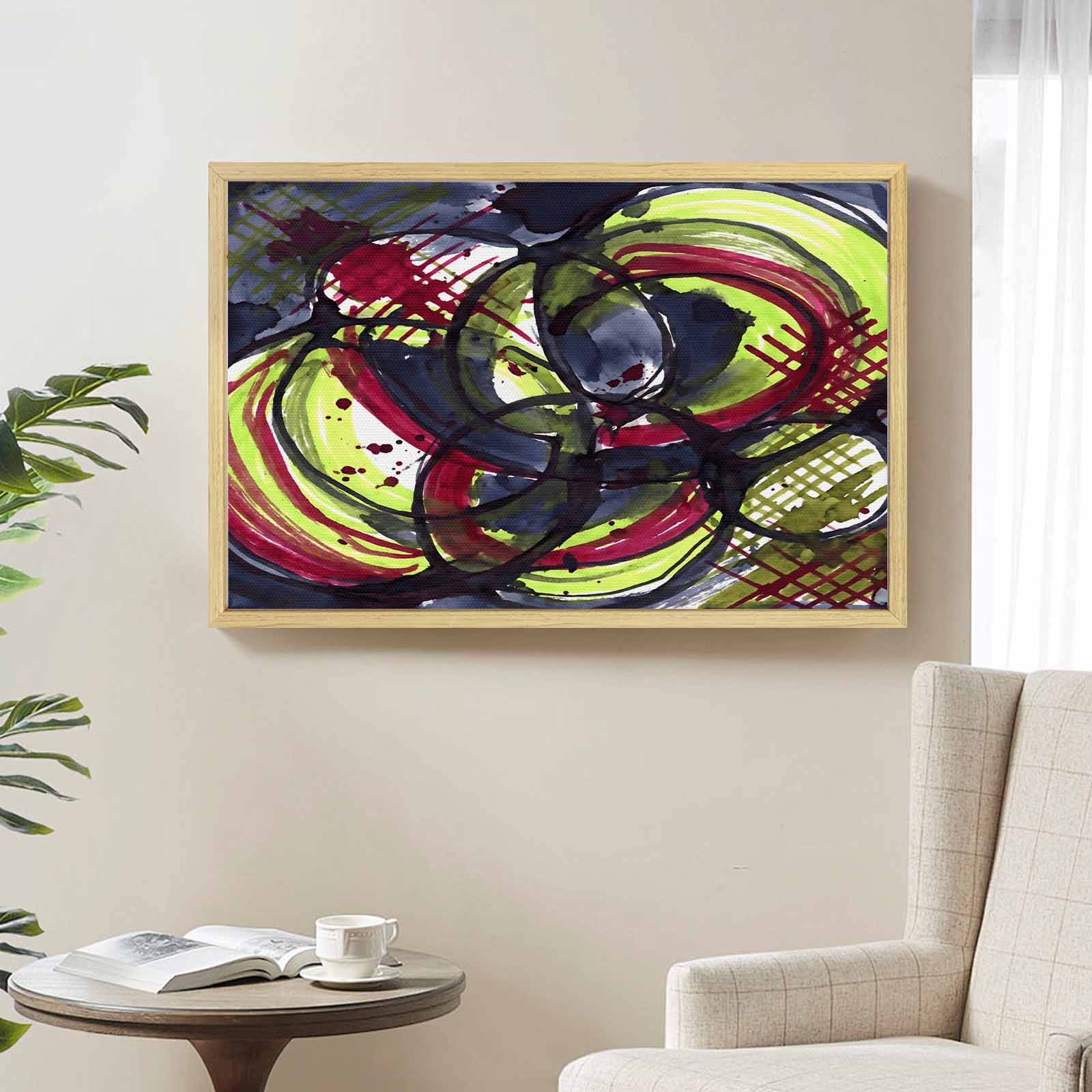 Rich and Rich Dark Matter Mixed Natural Wood Frame Painting