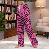 Hot Pink Hibiscus with Zebra Accents Women's T-Shirt and Hot Pink Zebra Hibiscus Print Women's Drawstring Lounge Pants