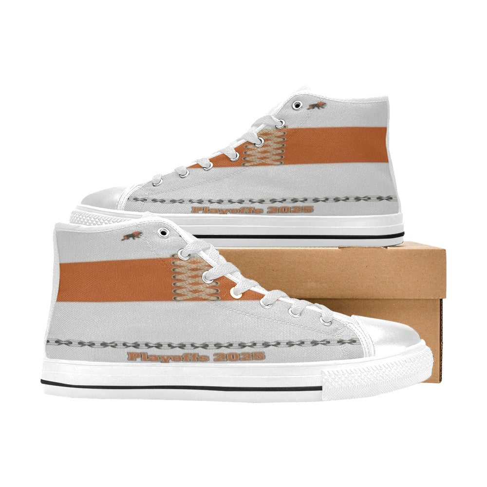 Rich and Rich Women's Orange High Top Canvas Sneaker on white background