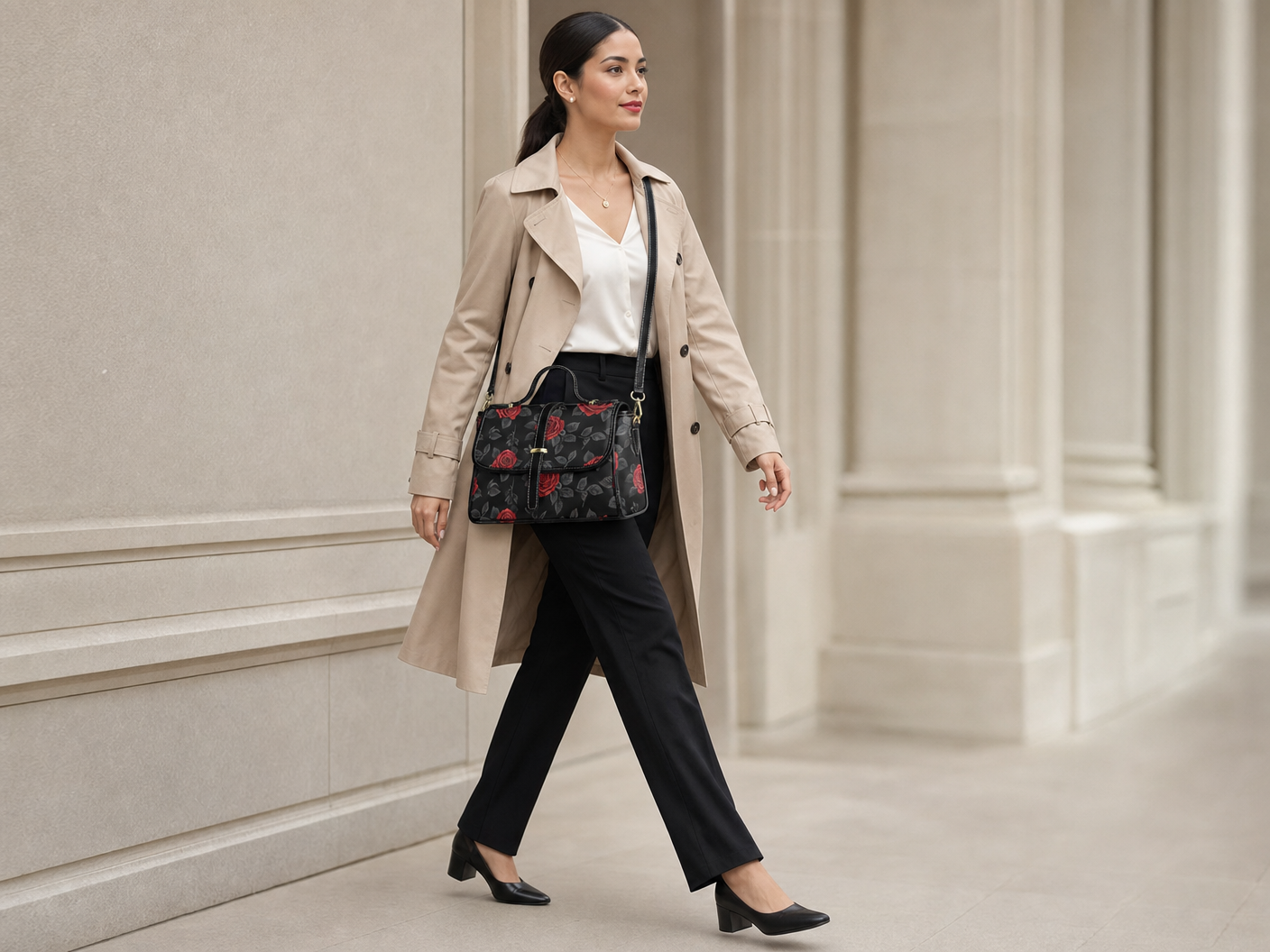 Rich and Rich Red Rose Women's Leather Satchel Bag