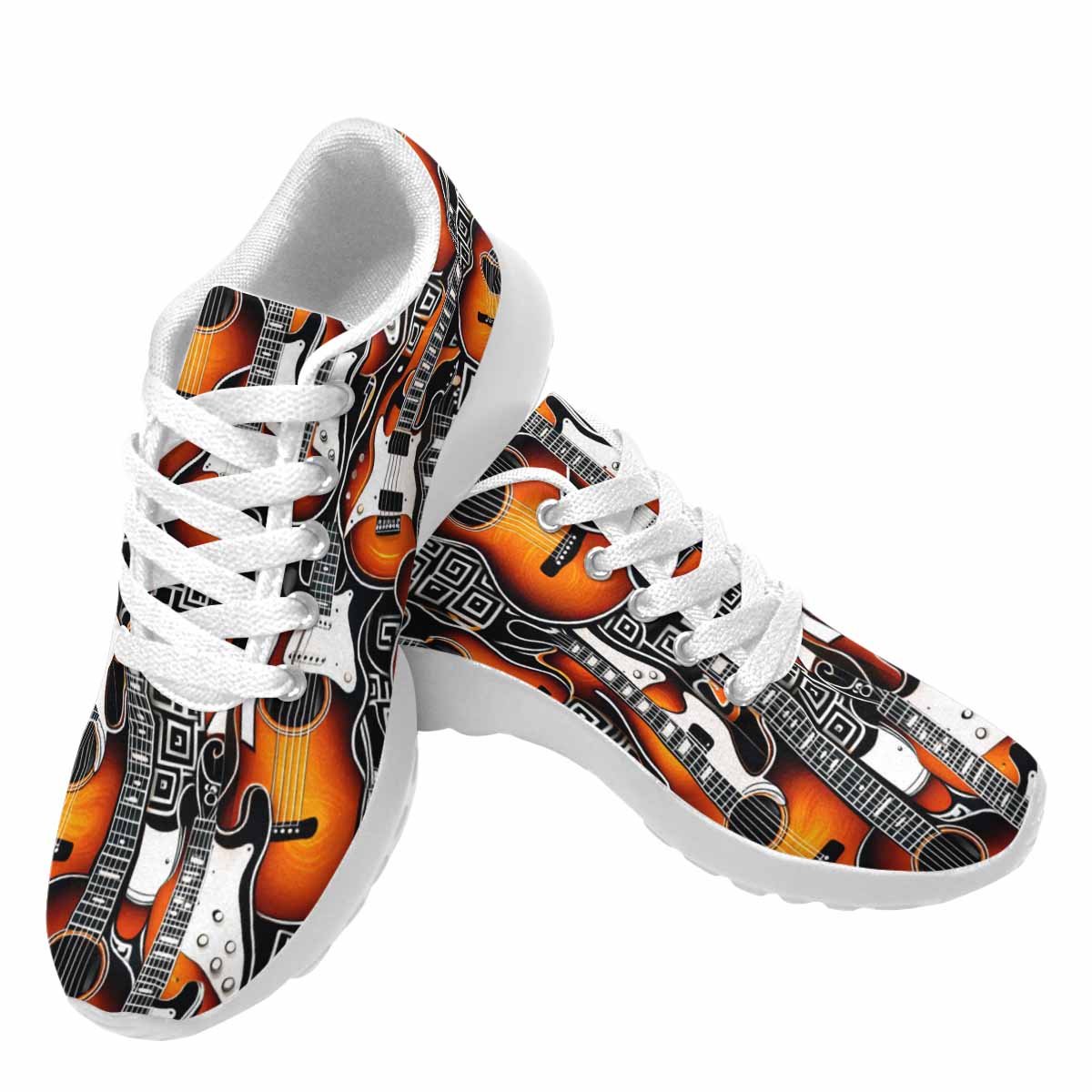 Rich and Rich Orange Pattern Men's Guitar Sneakers