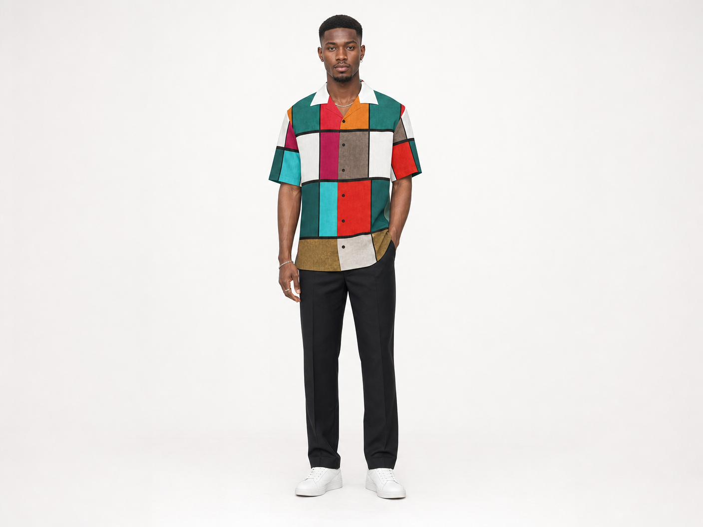 Rich and Rich Men's Multicolor Colorblock Designer Shirt