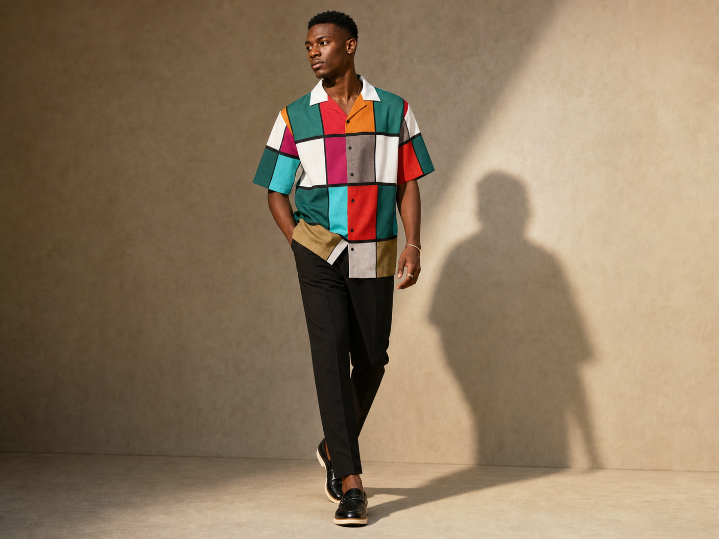 Rich and Rich Men's Multicolor Colorblock Designer Shirt