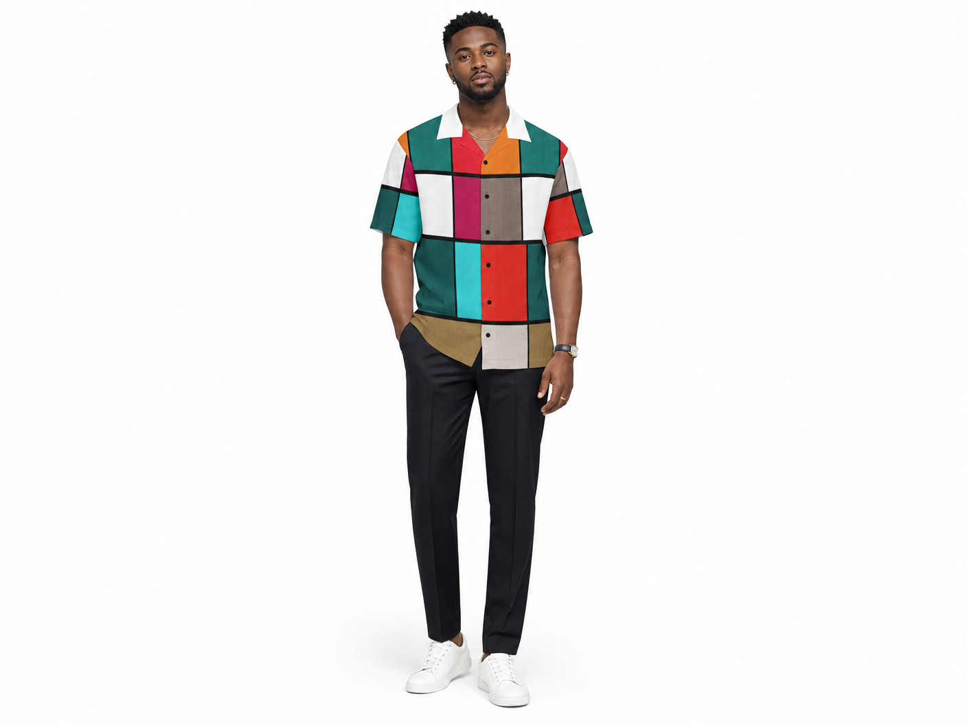 Rich and Rich Men's Multicolor Colorblock Designer Shirt