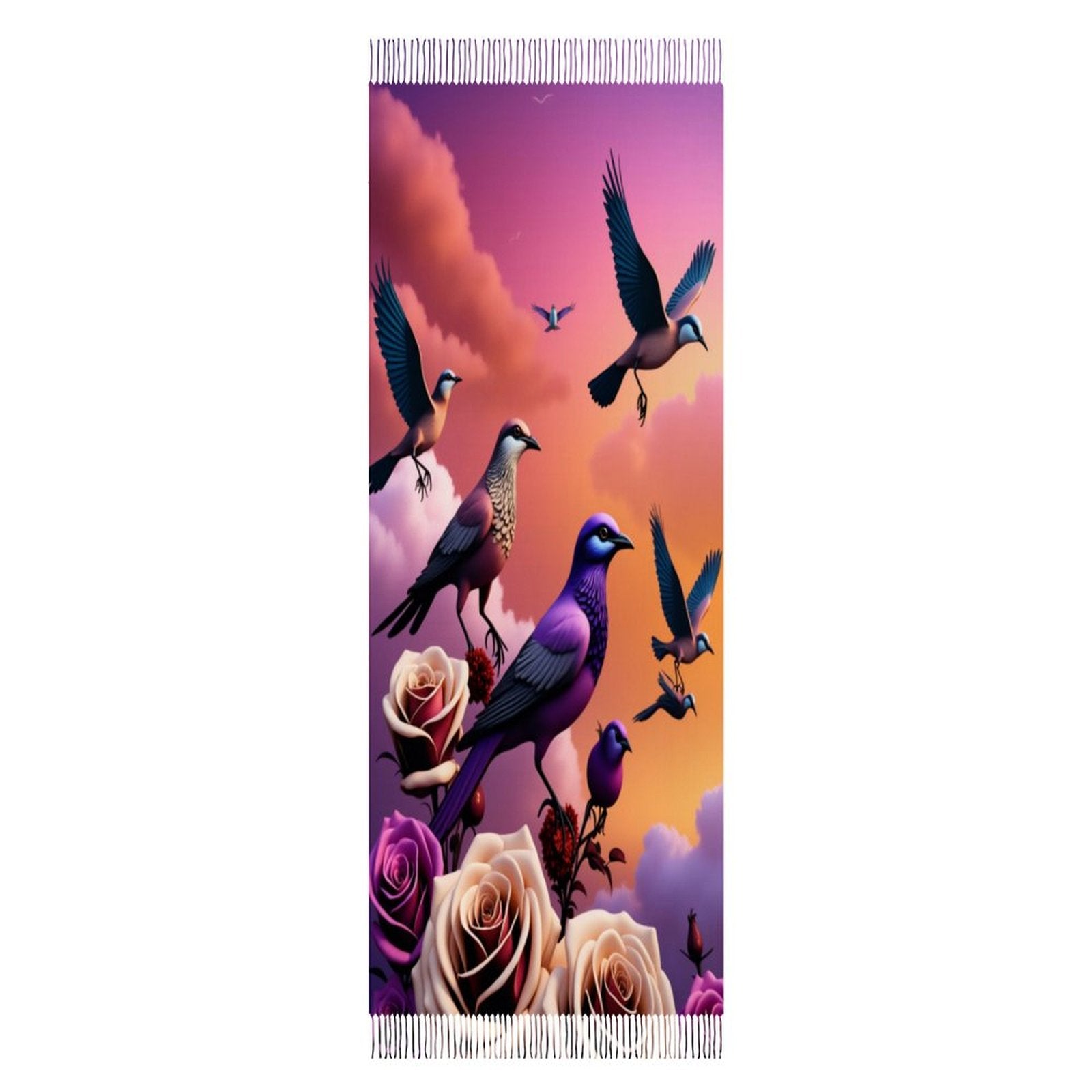Soft tassel scarf made from imitation cashmere with fine hemming