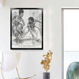 Juba and Capoeira Rhythm Circle Monochrome Canvas Art