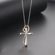 Load image into Gallery viewer, Heart-shaped Cross Necklace - Simple Color Separation Electroplating Design
