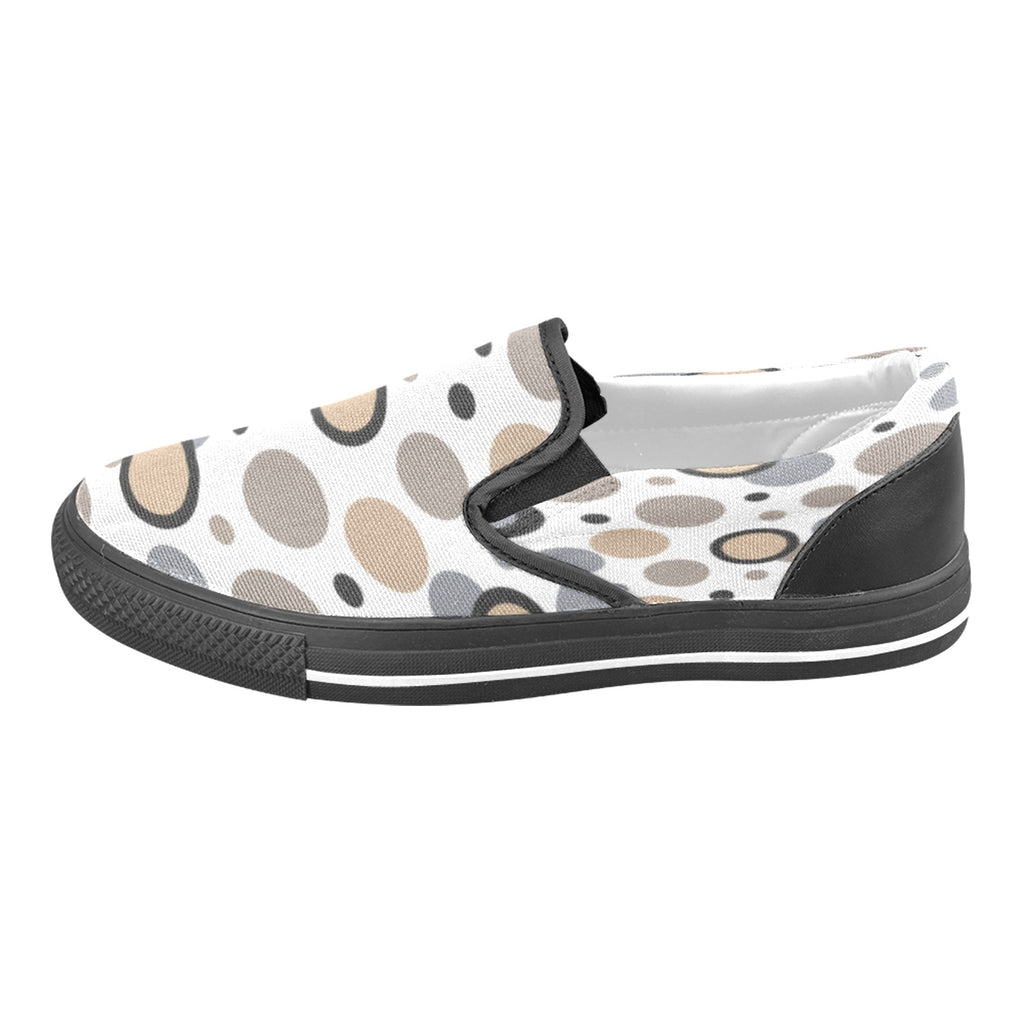 Rich and Rich Beige and White Circular Dimensions Men’s Canvas Shoes | Stylish Men’s Slip-On Canvas Shoes