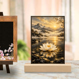 Rich and Rich White Lotus Photo Frame Acrylic Photo  4"x6" with 15cm Stand