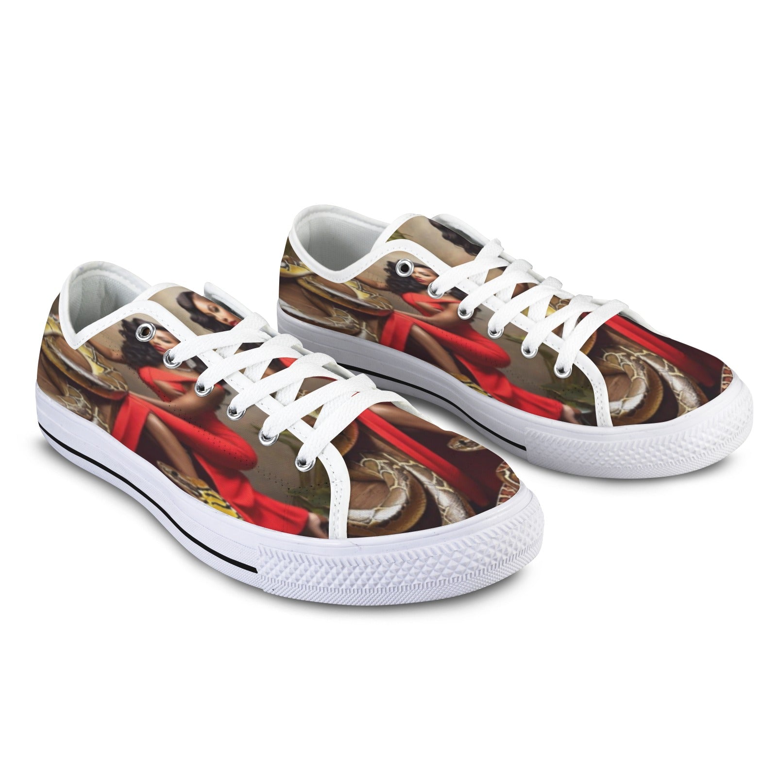 R&RH LuiiLoviie Womens Red Caricature Low Top Sneaker Seattle Low Top Women's Shoes (Model 1013-6)
