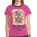 Women's all-over print "Too Fabulous" T-shirt with elastic neckband and relaxed fit — additional view 12