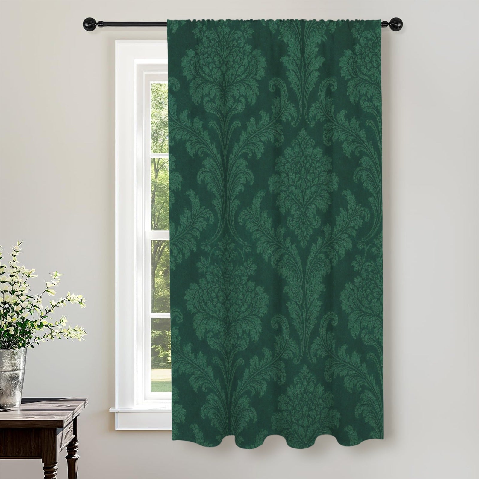 Rich and Rich Sovereign’s Kaleidoscope Green Velvet Window Curtain 28"(W) x 40"(H) - Rich and Rich Homeopportunities